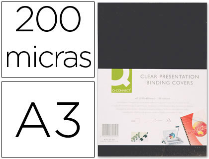 CJ100 tapas de encuadernación Q-Connect PVC Din A-3 negro 200 micras